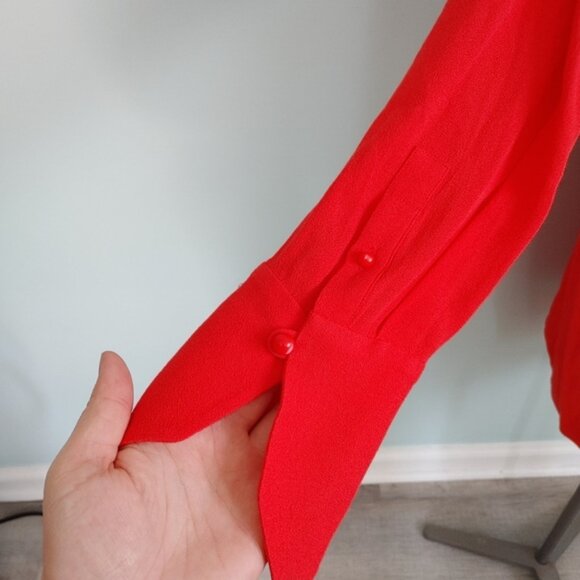 Equipment Carmine Red Bonnie Dress Keyhole Long Sleeve Shift Large - Picture 8 of 9